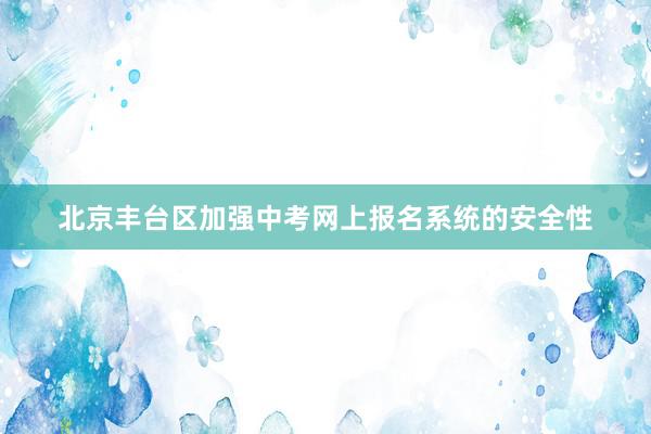 北京丰台区加强中考网上报名系统的安全性