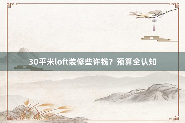 30平米loft装修些许钱？预算全认知